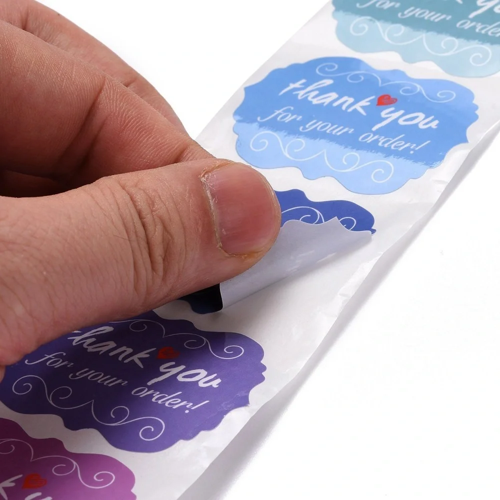 500 Thank You Colorful Stickers Roll #14